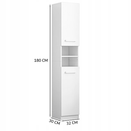 Regał Szafka Biała Nowoczesna Stojąca Słupek Wysoki Loft 2 Drzwi 180 Cm