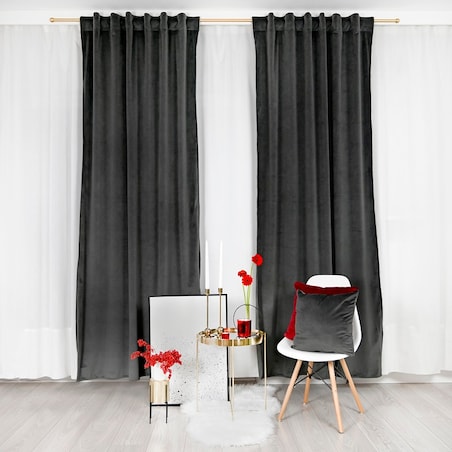 Grafitowa zasłona z weluru 140x250cm
