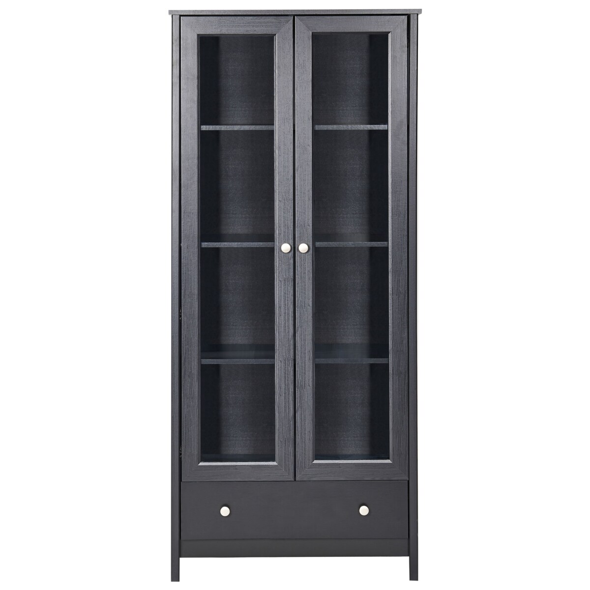 Witryna ze szklaną gablotą czarna NORNALUP