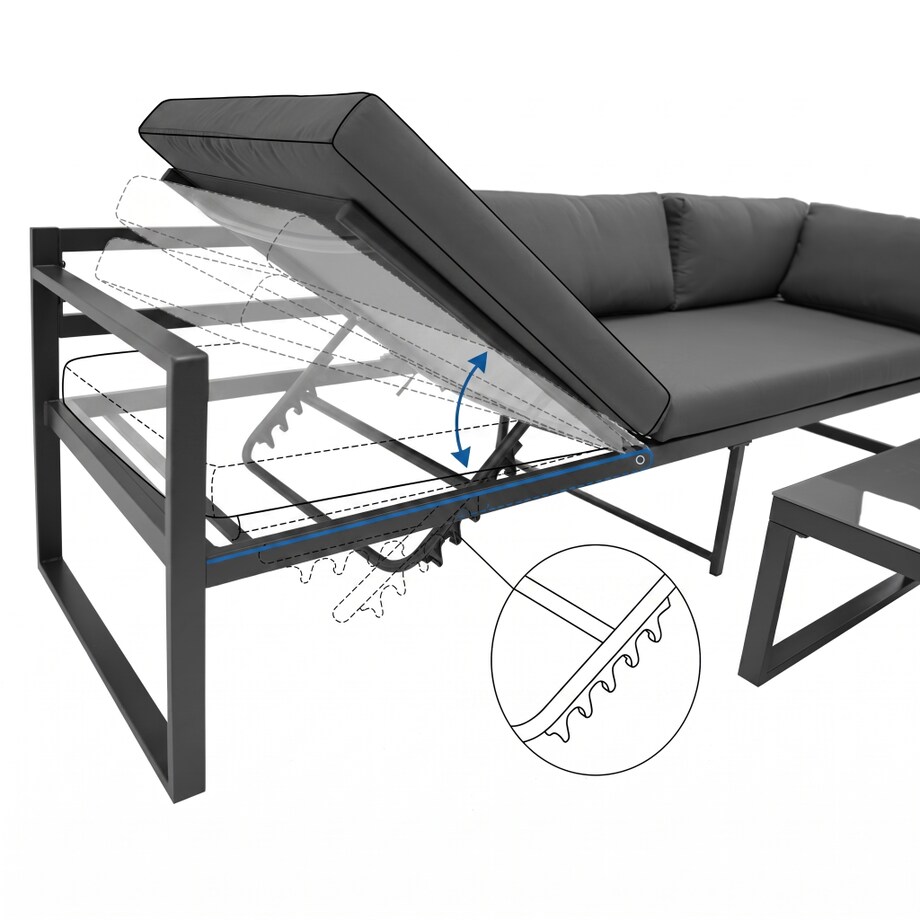 ZESTAW MEBLI OGRODOWYCH narożnik sofa stolik komplet NA OGRÓD TARAS leżanka