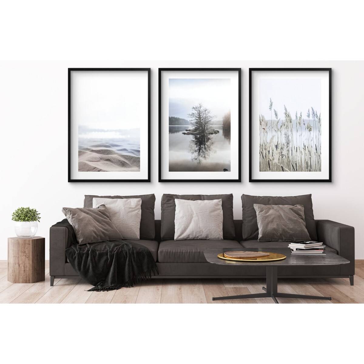 Zestaw Trzech Plakatów Obrazów na ścianę Ozdoba ścienna do salonu Trawy