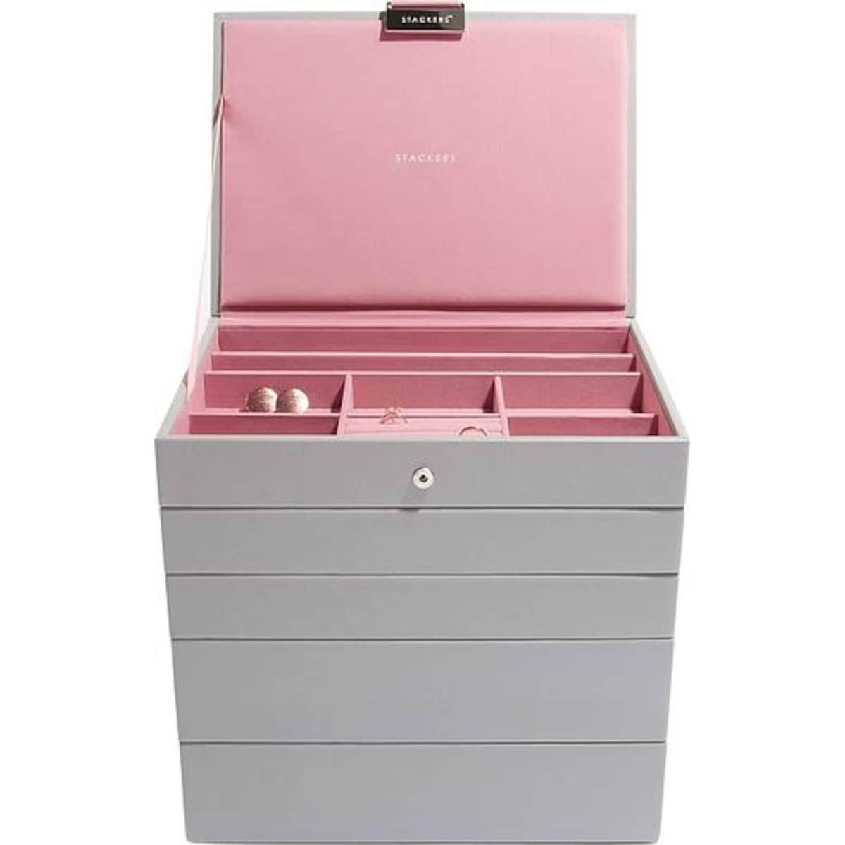 Szkatułka na biżuterię Stackers pięcioelementowa classic szaro-różana
