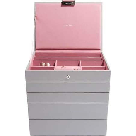 Szkatułka na biżuterię Stackers pięcioelementowa classic szaro-różana