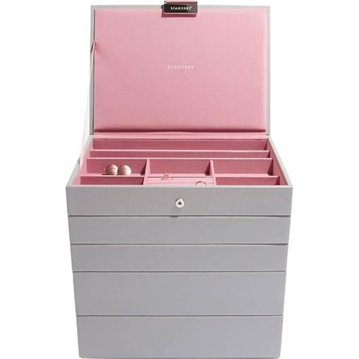 Szkatułka na biżuterię Stackers pięcioelementowa classic szaro-różana