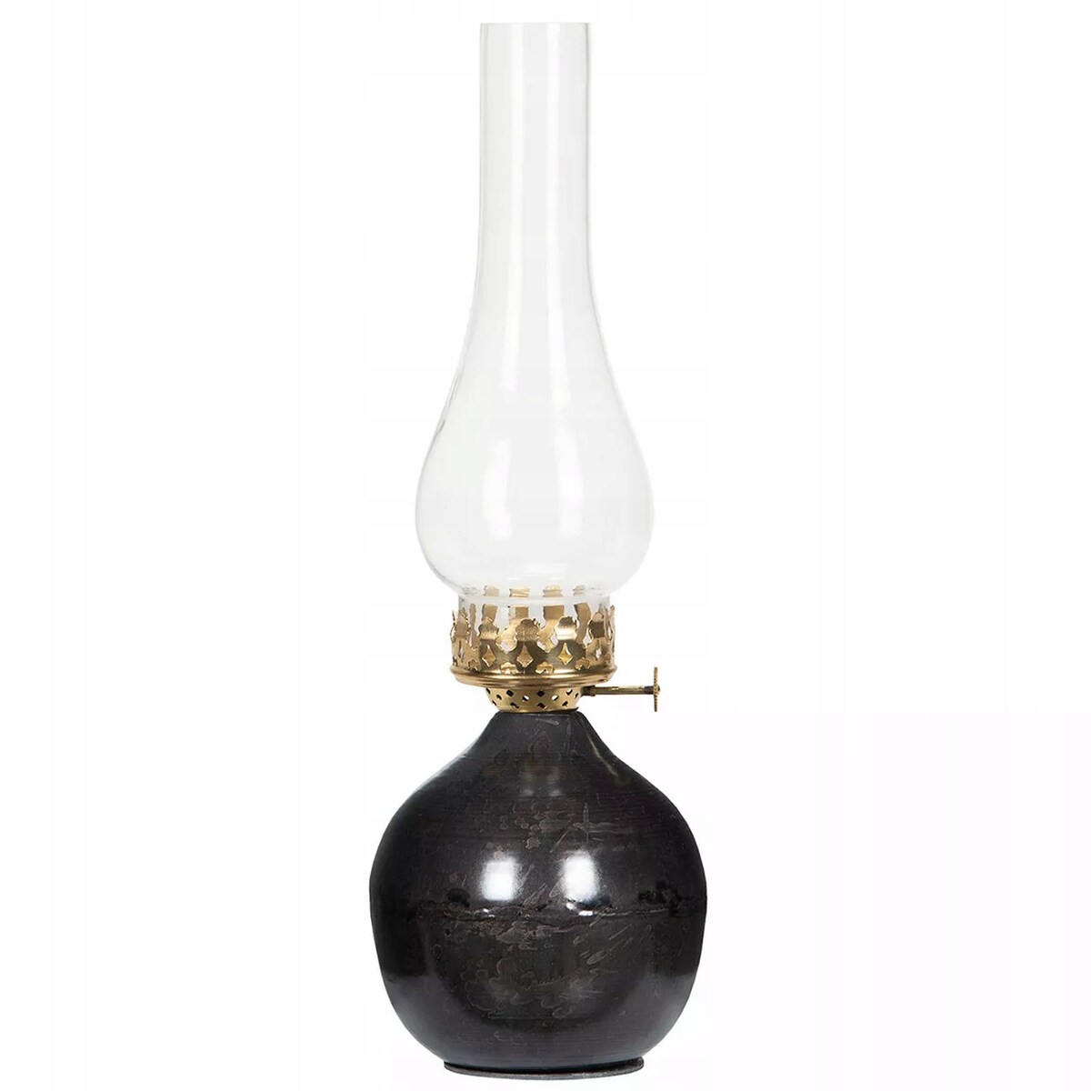 ŚWIECZNIK SZKLANY TEALIGHT WYSOKI 34cm lampion imitacja lampy naftowej loft