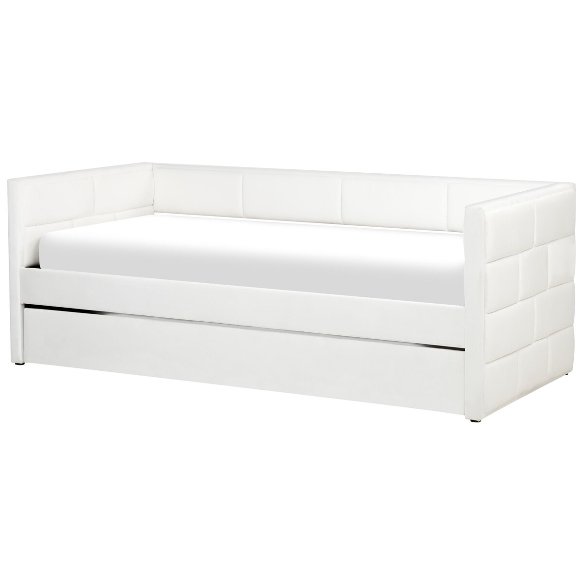 Łóżko wysuwane Welur CHAVONNE 90 x 200 cm Złamana biel