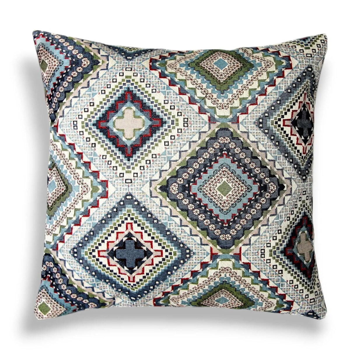 Poduszka gobelinowa w kratkę 45x45 Keto niebieska