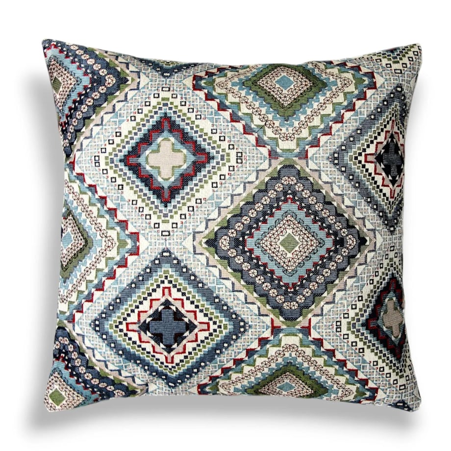 Poduszka gobelinowa w kratkę 45x45 Keto niebieska