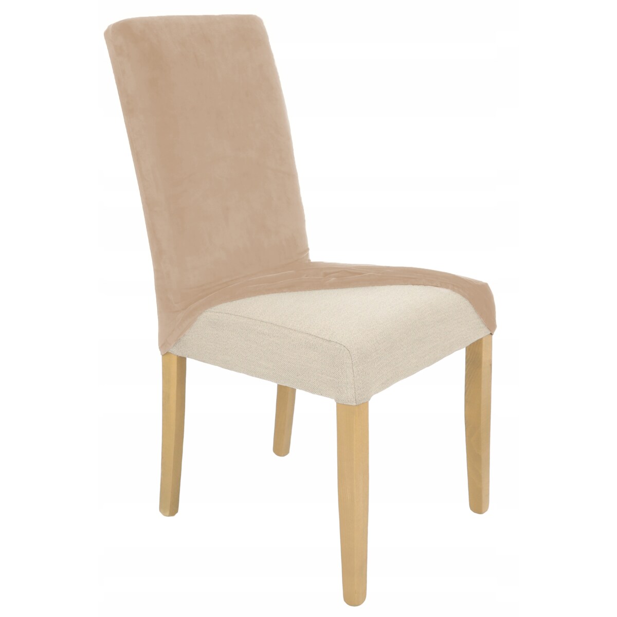 POKROWIEC NA KRZESŁO BEŻ CAPPUCCINO WELUR ELASTYCZNY [21WZ]