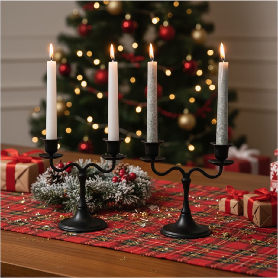 Świece Tradycyjne Proste Świąteczne Świeczki Do Kolacji Wigilijnej 2 Szt. Szara