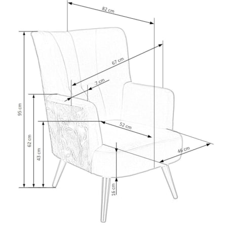 FOTEL WYPOCZYNKOWY Gredos czarny Z WZOREM PTAKA