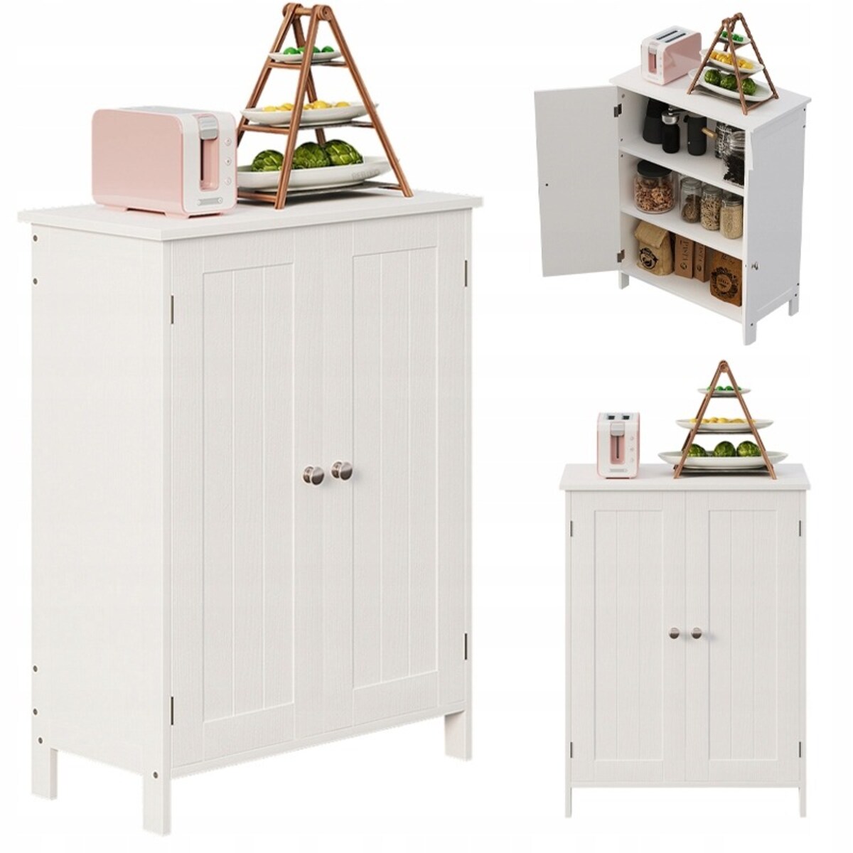 Szafka regał komoda łazienka przedpokój loft 2 drzwi biała wysoka 80 cm