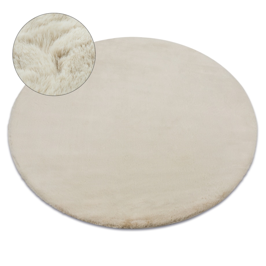 Dywan BUNNY koło beż IMITACJA FUTRA koło 80 cm