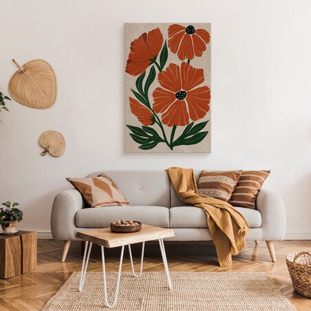 Obraz Pomarańczowe Maki Kwiaty 80x120cm
