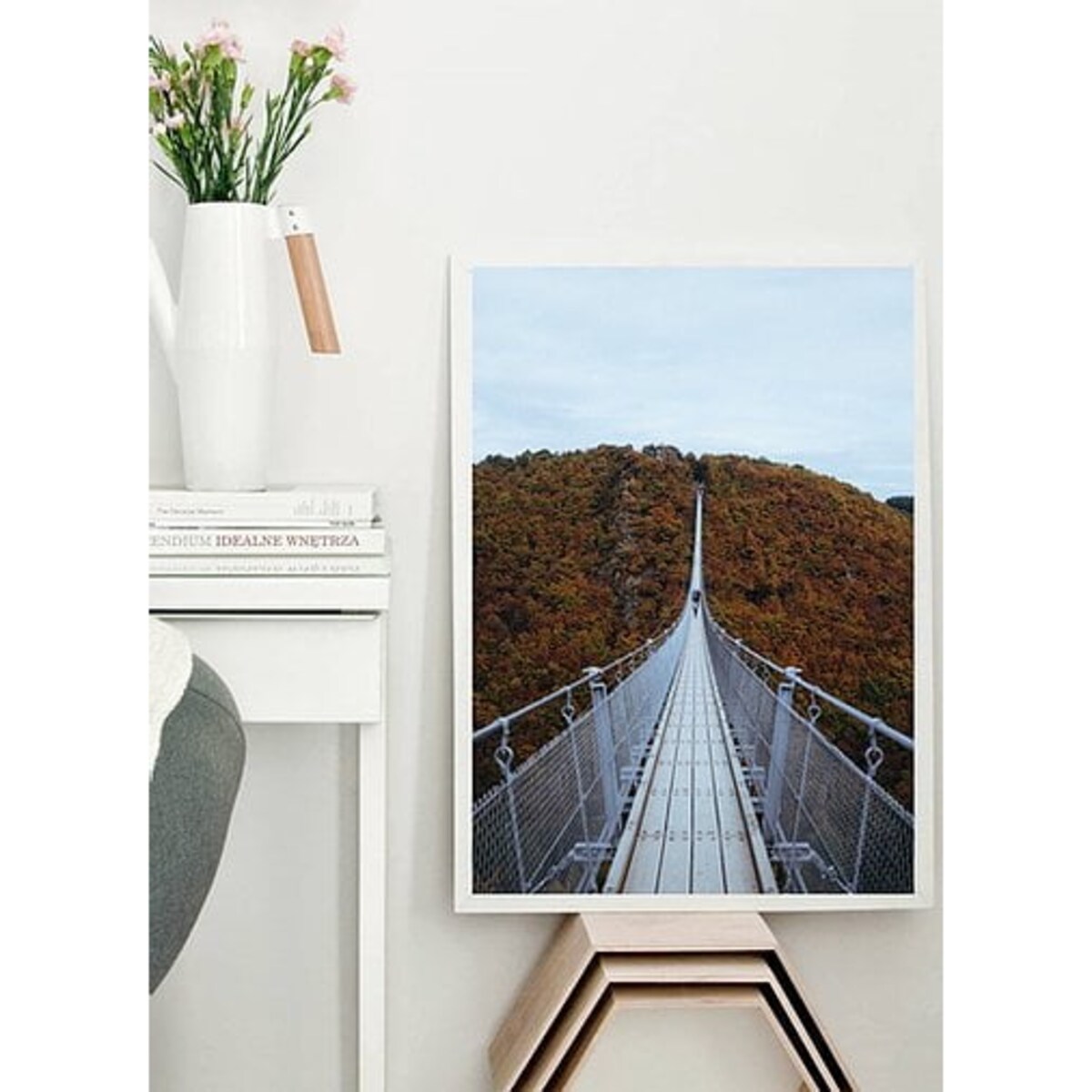 Poster Story, Plakat, Obraz - Most Wiszący na Tle Jesiennego Krajobrazu, wymiary 70 x 100 cm