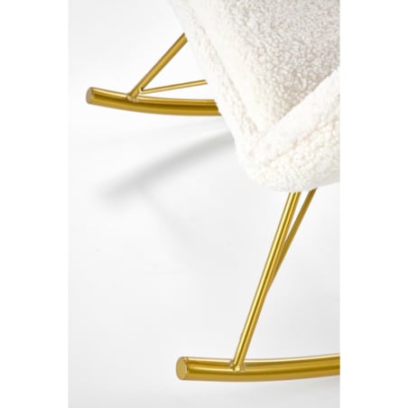 FOTEL NA BIEGUNACH Fadil KREMOWY tkanina bouclé ZŁOTE NOGI