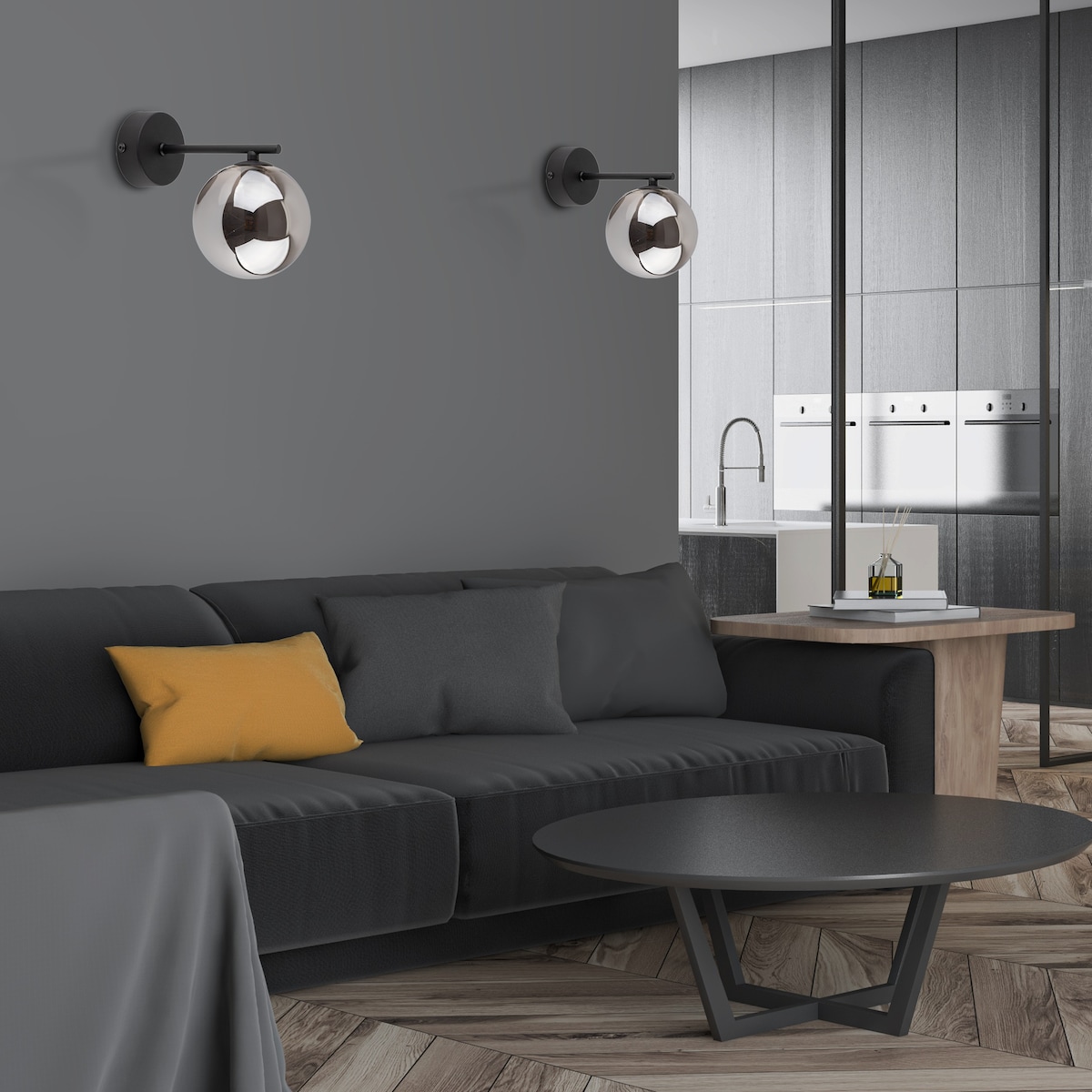 Kinkiet ścienny TK Lighting ESTERA BLACK 4777 czarny biały klosz G9 nowoczesny LED