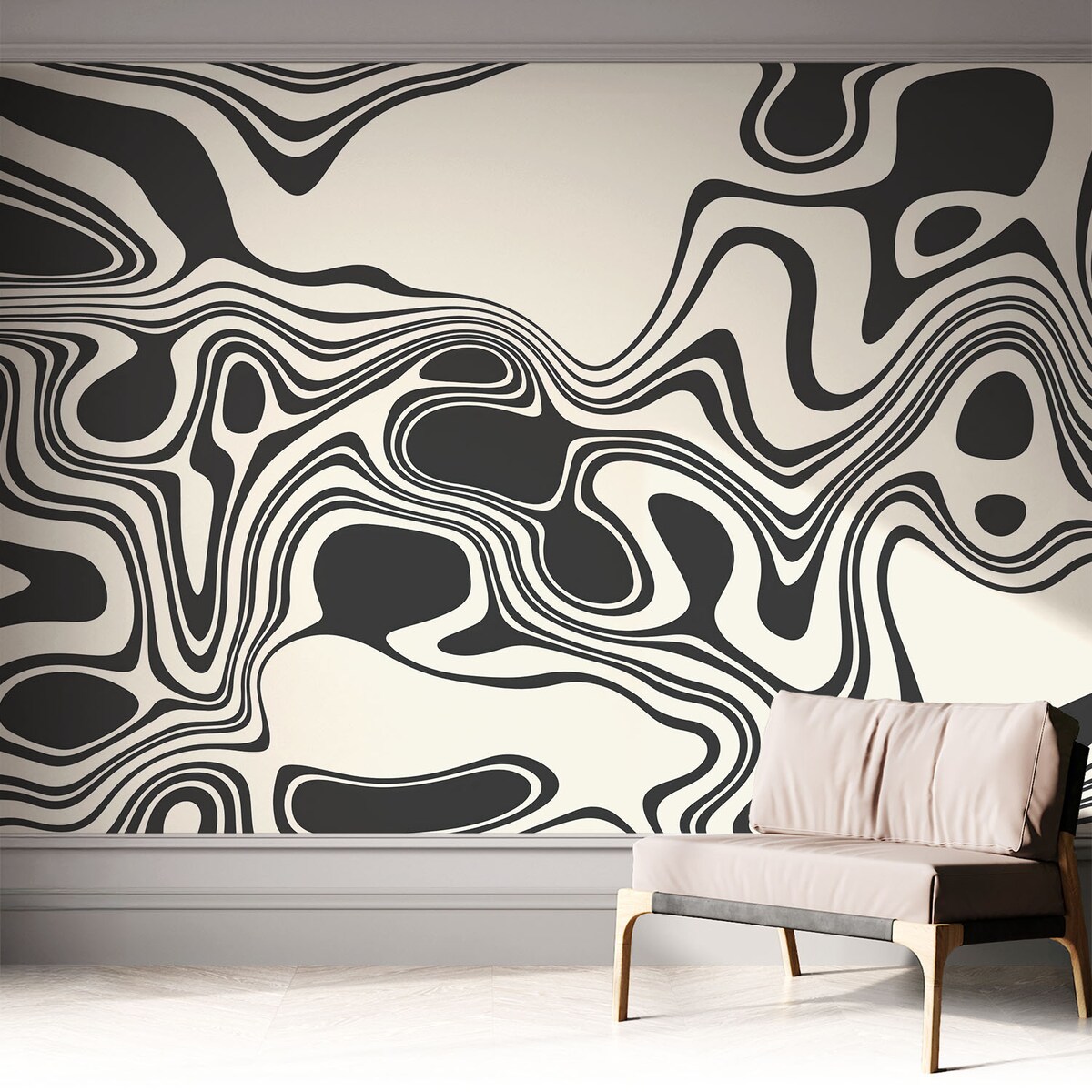 Fototapeta samoprzylepna 312x219 cm - Dynamiczne linie, tapeta ścienna czarno-biała