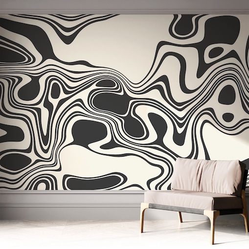 Fototapeta samoprzylepna 312x219 cm - Dynamiczne linie, tapeta ścienna czarno-biała