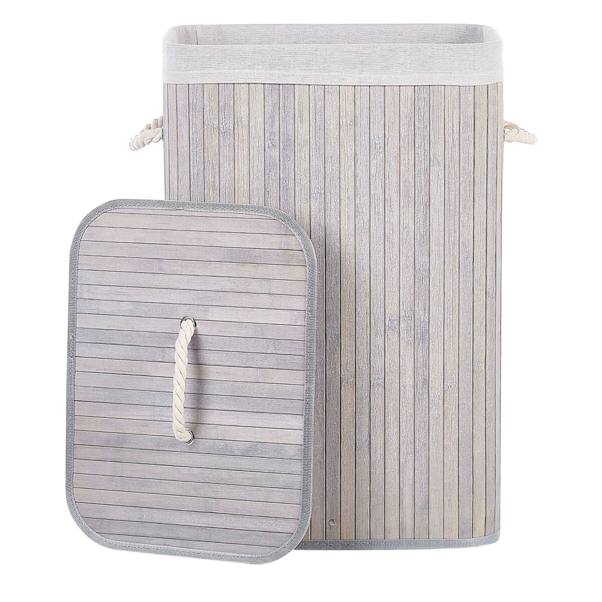 Kosz bambusowy z pokrywą jasnoszary KOMARI