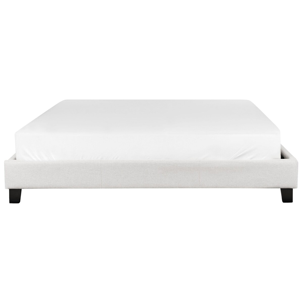 Łóżko jasnoszare tapicerowane ze stelażem 180 x 200 cm ROANNE