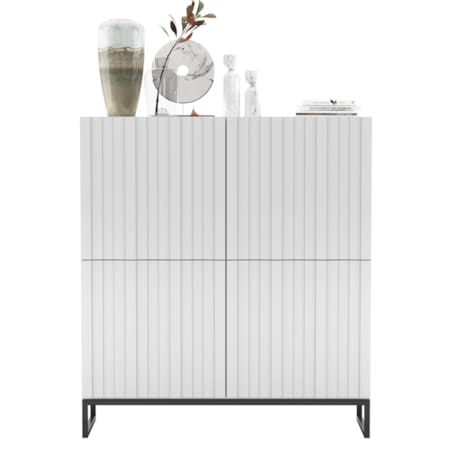 Komoda RTV Industrialna Szafka RTV Loft Biały Mat Glamour Ryflowane Fronty 112 cm Rama