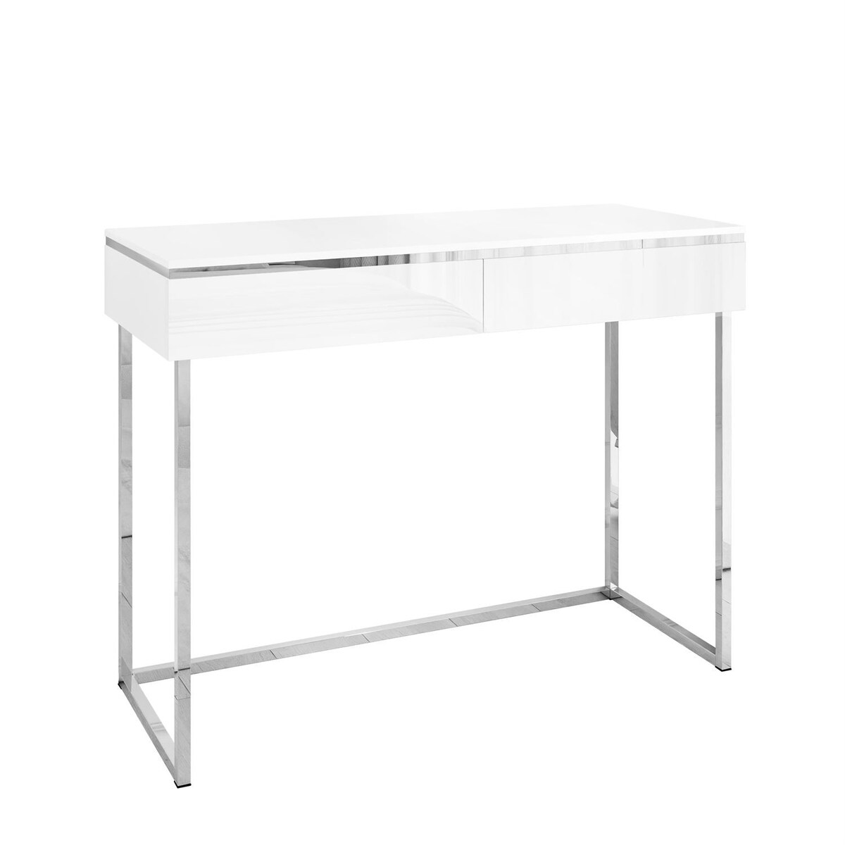 Konsola AURORA SILVER biały połysk na srebrnym stelażu, biały / biały połysk