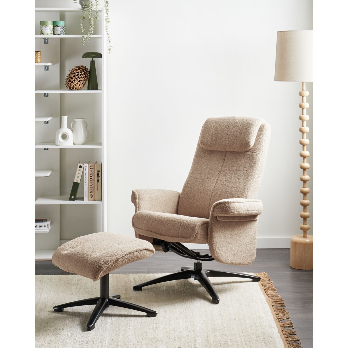 Rozkładany fotel GERAS Boucle Beżowy