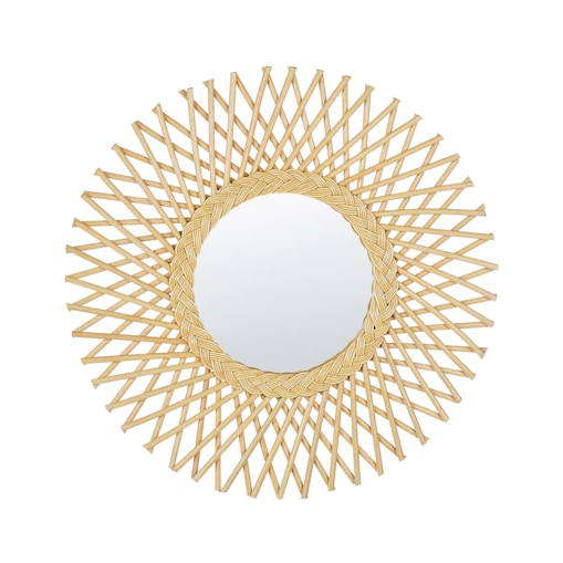 Rattanowe lustro ścienne słońce ⌀ 60 cm naturalne TAGOLU