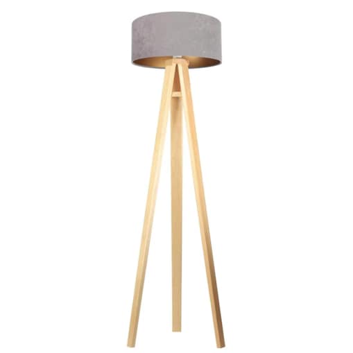 Lampa stojąca HOME 40 szara/złota/sosna