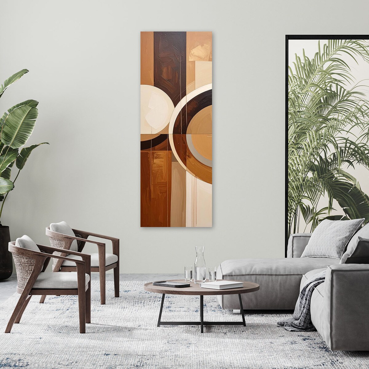 Obraz do salonu sypialni biura, Abstrakcyjne geometryczne formy w beżu