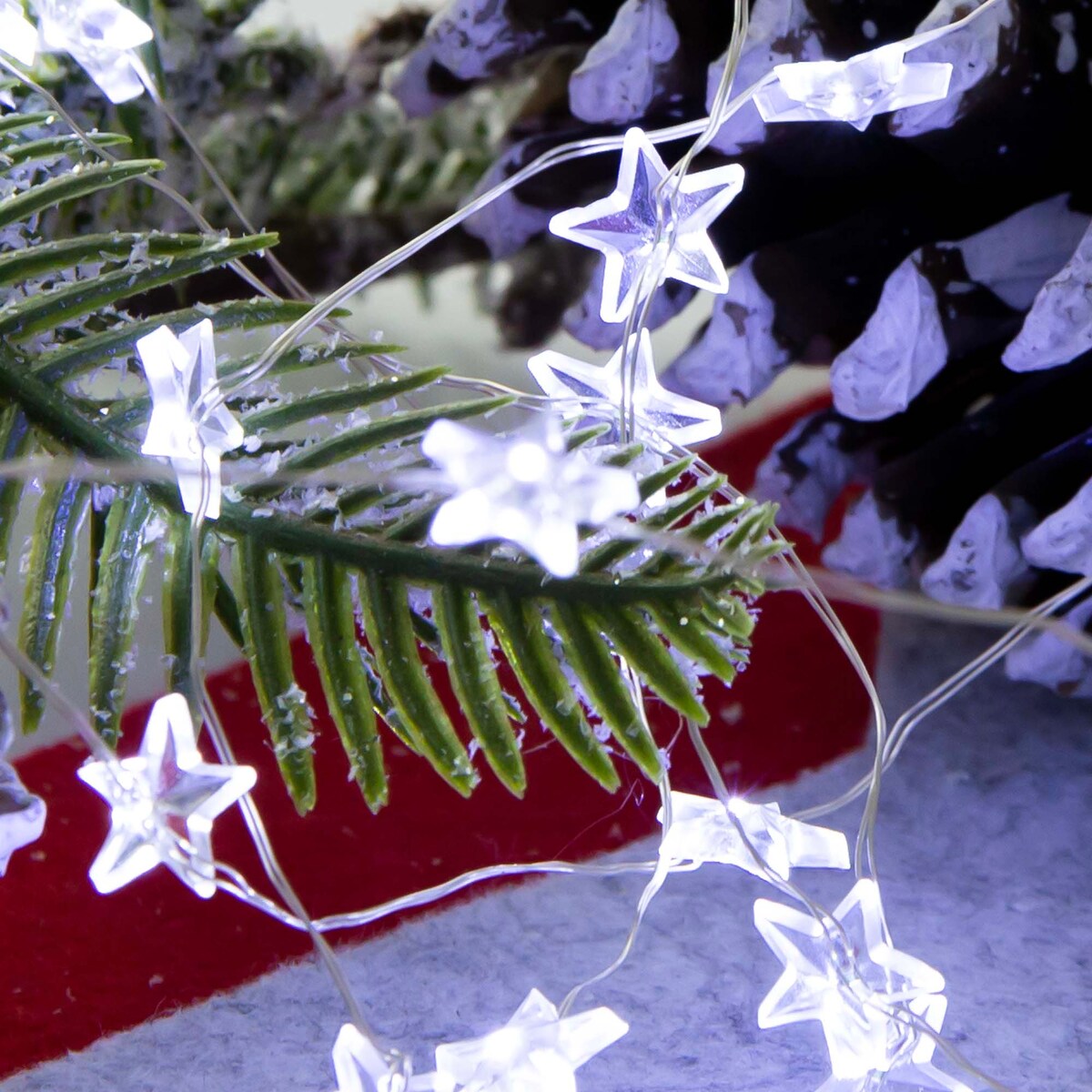 Lampki Druciki Gwiazdki 40 Led Zimne Na Baterie