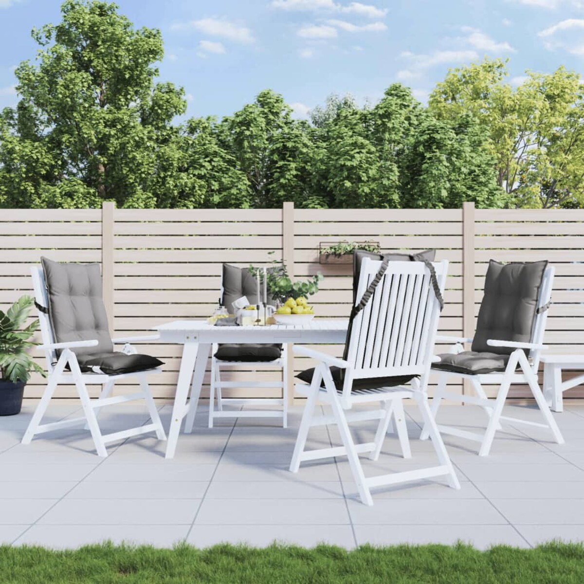 vidaXL Poduszki na krzesła z wysokim oparciem, 4 szt., szare, Oxford