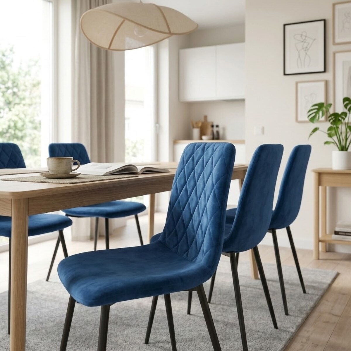Krzesło tapicerowane pikowane wygodne nowoczesne do kuchni jadalni