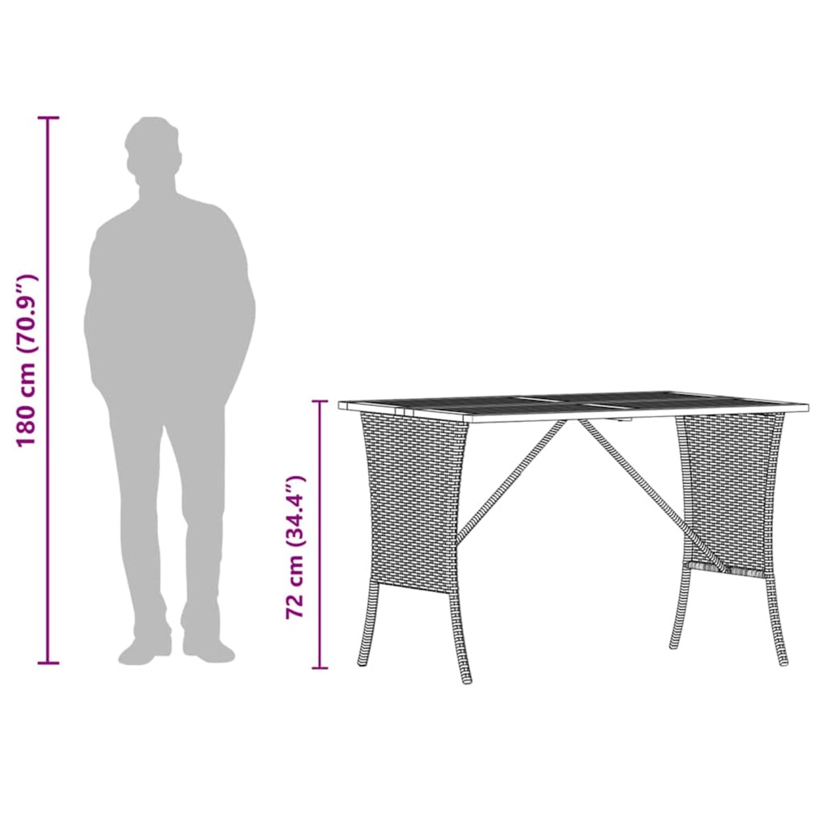 vidaXL Stół ogrodowy z blatem z drewna akacjowego szary 105x75x72 cm