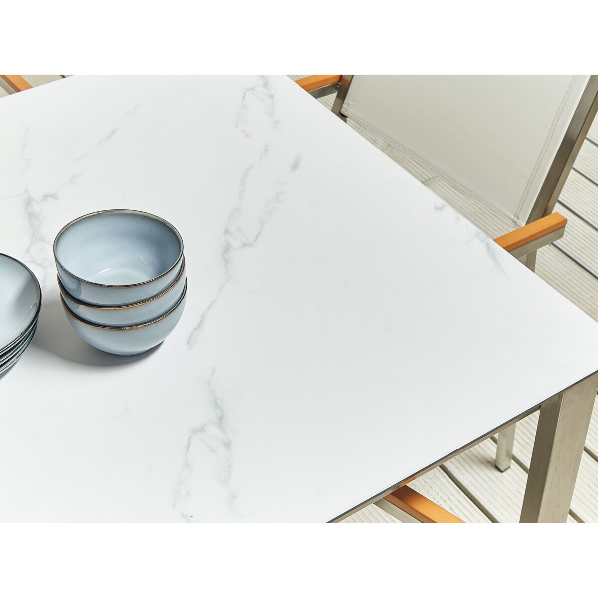 Stół ogrodowy szklany 180 x 90 cm efekt marmuru COSOLETO