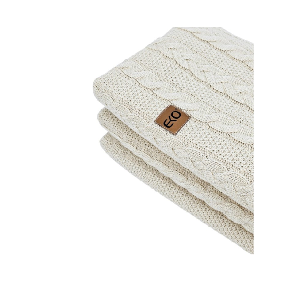 Koc dzianinowy bawełniany 150x200 cm – VENEZIA LATTE