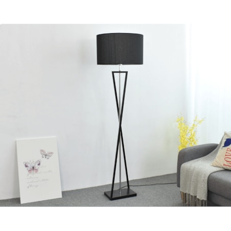 LAMPA podłogowa SANDGLASS FSG-B-E27 Abigali stojąca OPRAWA abażurowa czarna