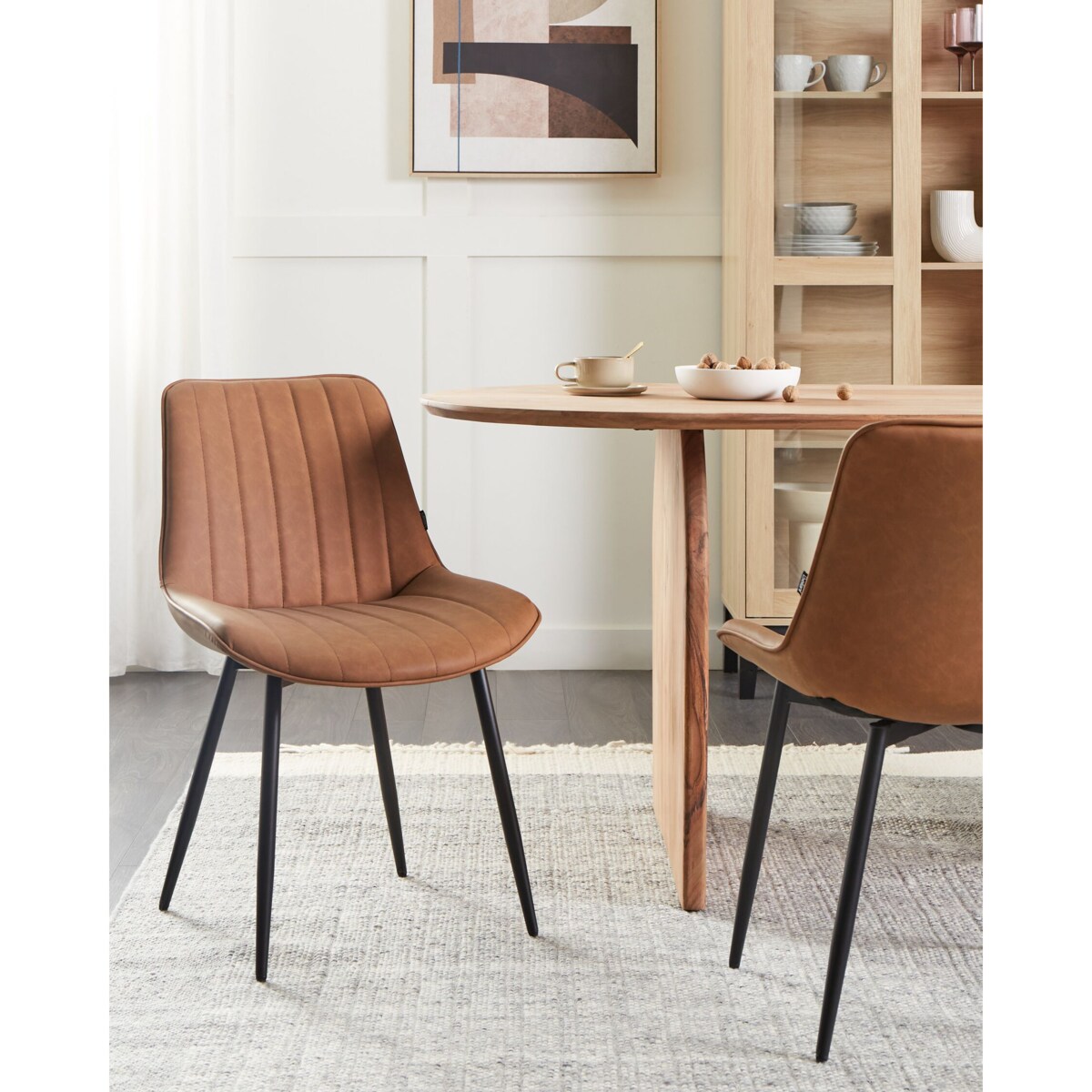 Zestaw 2 Skóra ekologiczna Krzesło do jadalni Brązowy DUBROVNIK